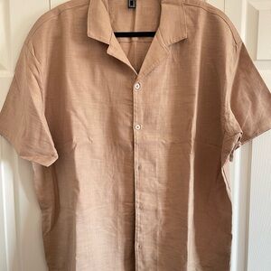 Forever 21 Men's Casual Tan Button Down Shirt